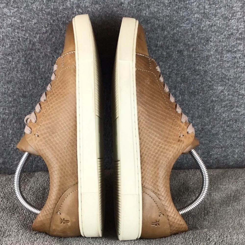 Frye Webster Textured Brown Leather Low Top Sneakers Sz 10M